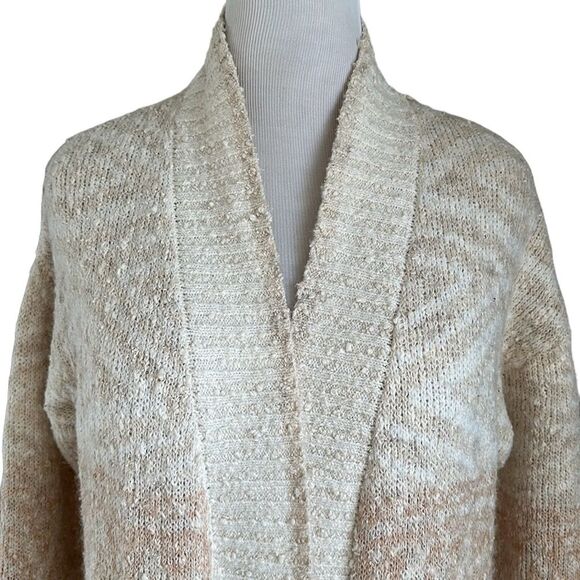 Joie Longline Nordic Cream & Tan Wool Blend Duster Cardigan Sweater Medium - Picture 3 of 10
